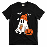 Pumpkin Spice Ghost Spooky Season T-Shirt - Black