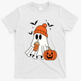 Pumpkin Spice Ghost Spooky Season T-Shirt - White