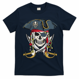 Pirate Skull Halloween Littlens T-Shirt - Navy Blue