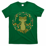 Peace Sign Yoga Frogs Cool Peace Frog Floral T-Shirt - Green