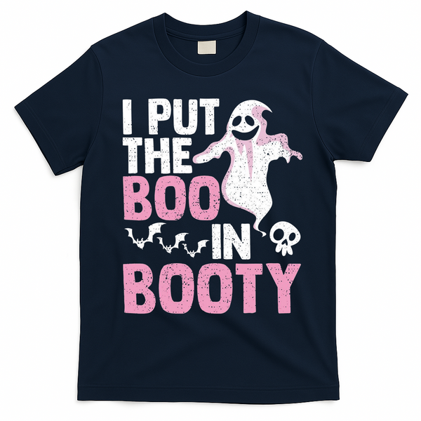 Put The Boo In Booty Funny Halloween Ghost Lover Joke Fan T-Shirt - Navy Blue