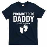 Promoted To Daddy EST 2026 New Baby Feet T-Shirt - Navy Blue