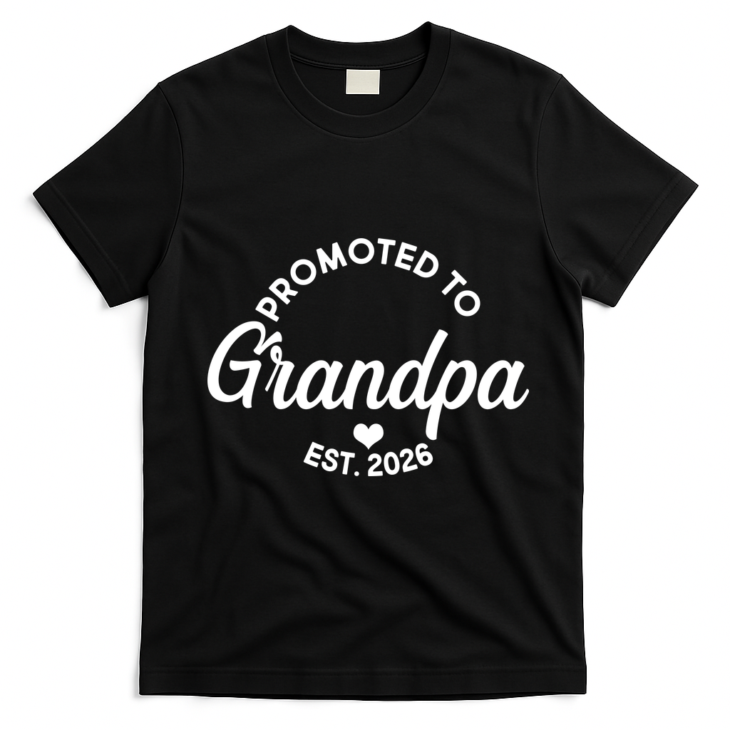 Promoted To Grandpa EST 2026 T-Shirt - Black