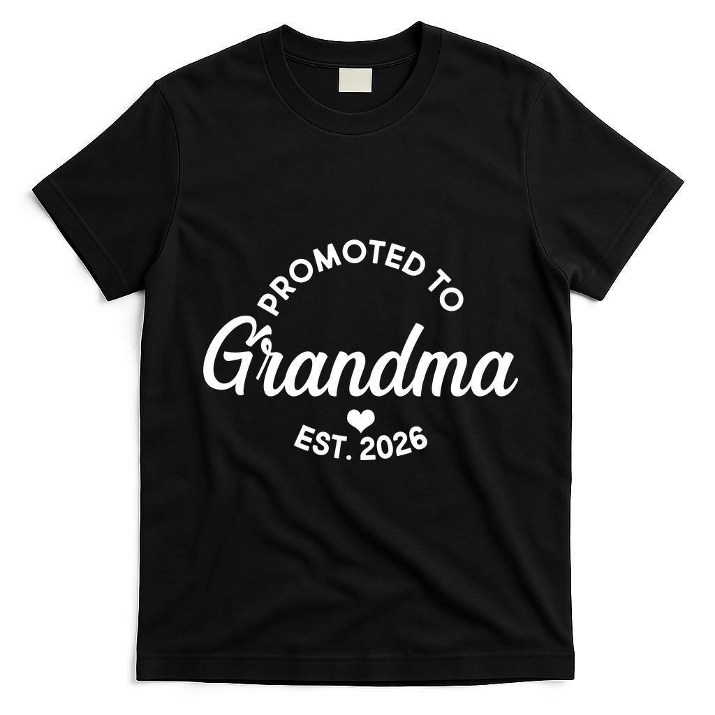 Promoted To Grandma EST 2026 T-Shirt - Black