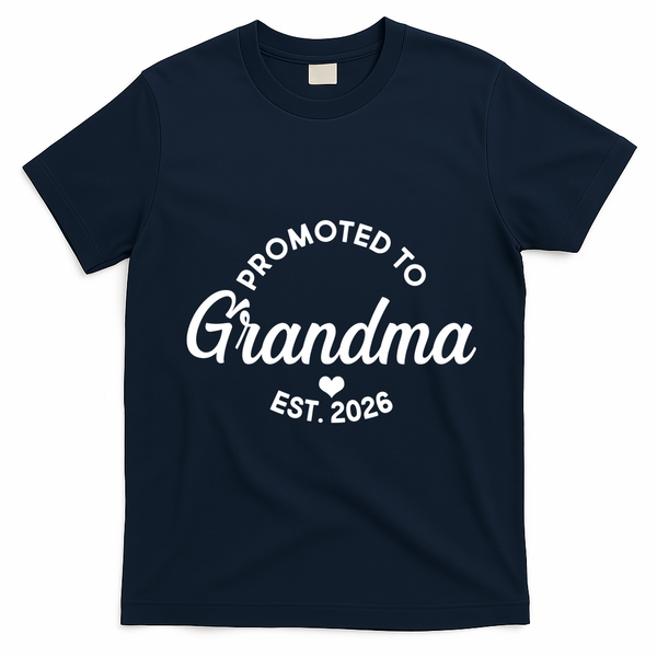 Promoted To Grandma EST 2026 T-Shirt - Navy Blue