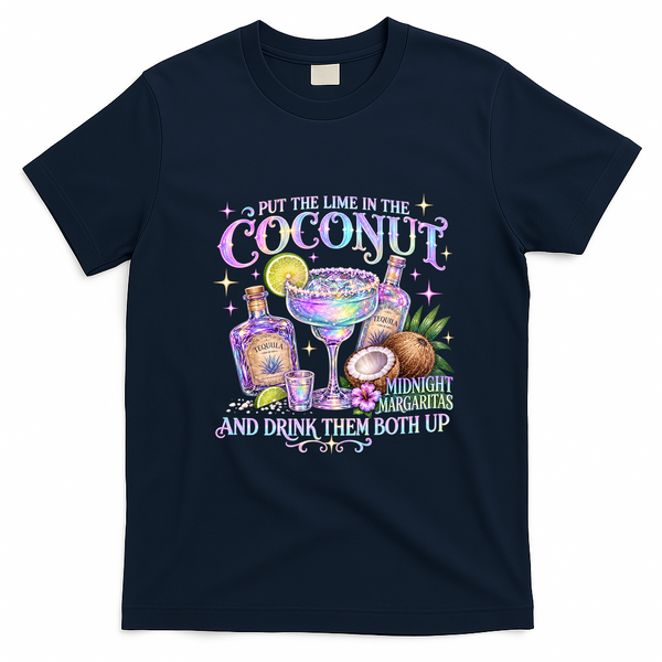 Put The Lime In The Coconut  Margaritas Celestial Beach T-Shirt - Navy Blue