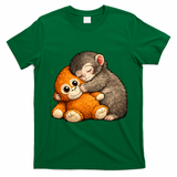 Punch The Monkey Cuddling Stuffed Animal T-Shirt - Irish Green