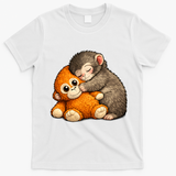 Punch The Monkey Cuddling Stuffed Animal T-Shirt - White