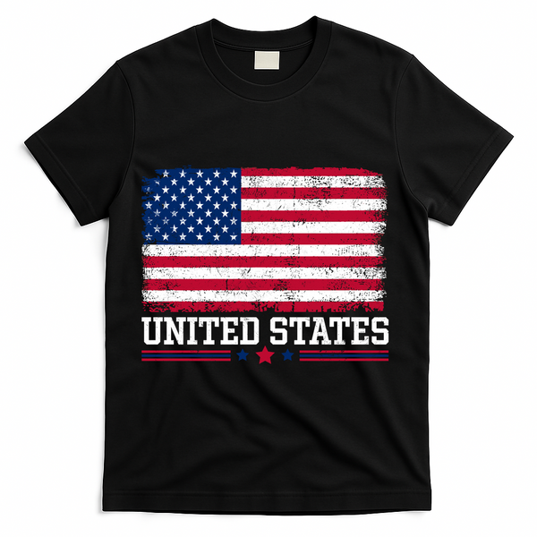 Patriotic USA Flag Grunge Style Apparel Gift T-Shirt - Black