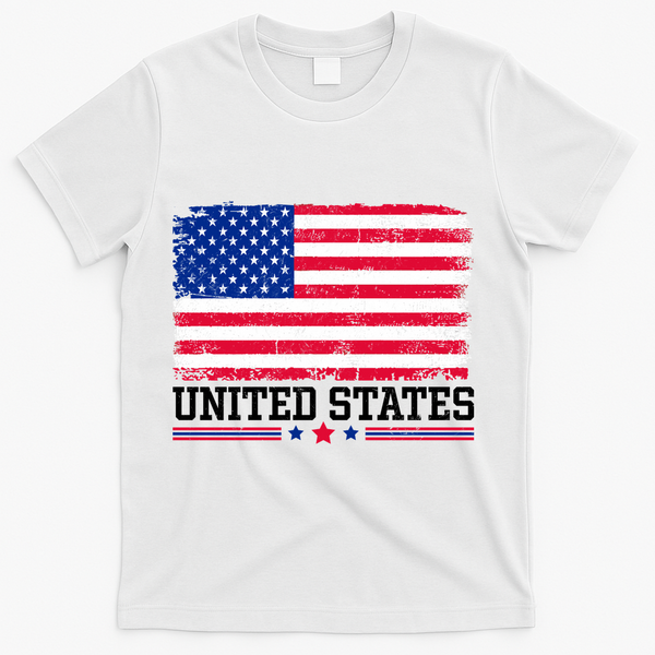 Patriotic USA Flag Grunge Style Apparel Gift T-Shirt - White