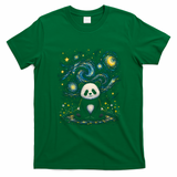 Panda Under Starry Night Sky Cosmic T-Shirt - Irish Green