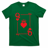 Queen Hearts Card Costume Playing Cards Queen Of Hearts T-Shirt - Green