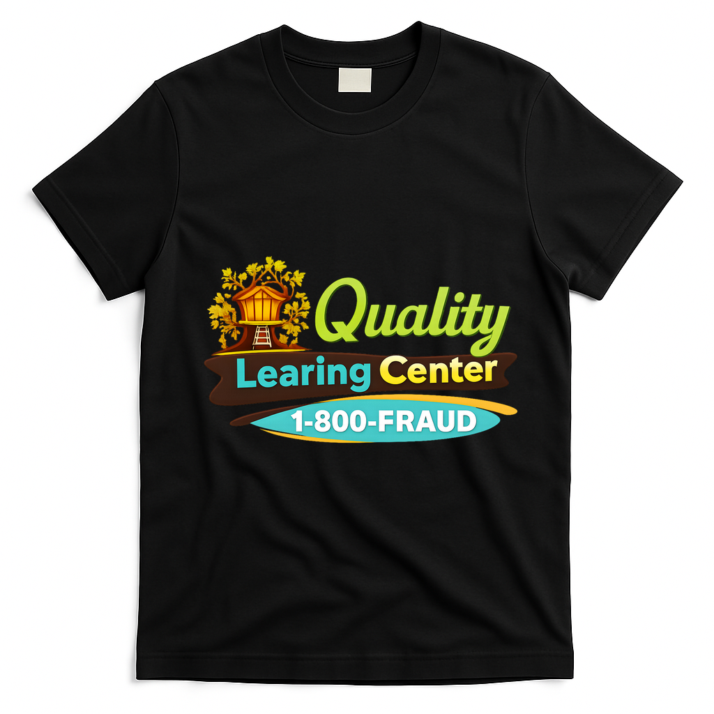 Quality Learing Center Logo Funny Republican Humor Childcare T-Shirt - Black