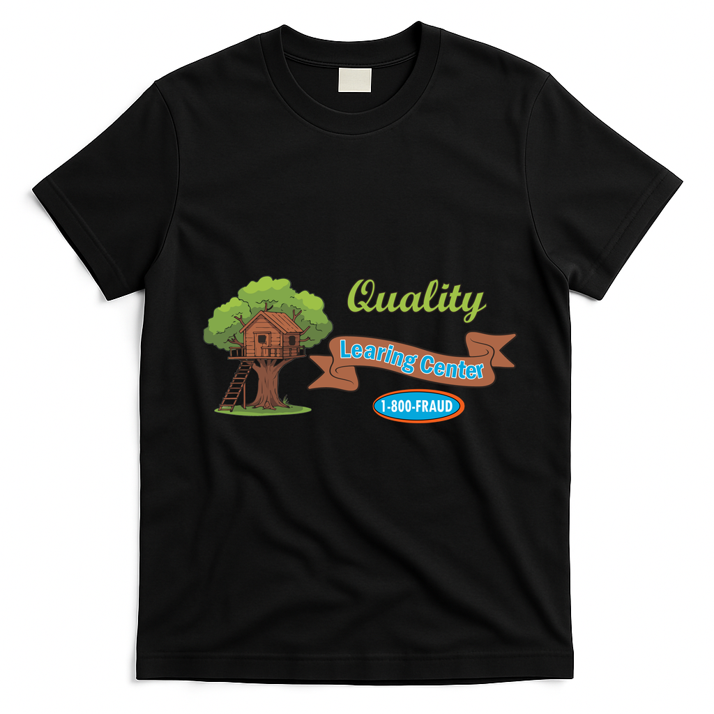 Quality Learing Center 1-800-FRAUD Funny Political T-Shirt - Black