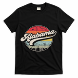 Retro Alabama Home State Al Cool 70s Style Sunset T-Shirt - Black