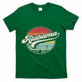 Retro Alabama Home State Al Cool 70s Style Sunset T-Shirt - Green
