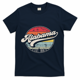Retro Alabama Home State Al Cool 70s Style Sunset T-Shirt - Navy