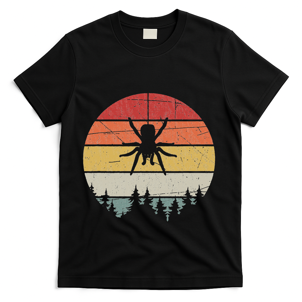 Retro Arachnid Tarantula Spider T-Shirt - Black