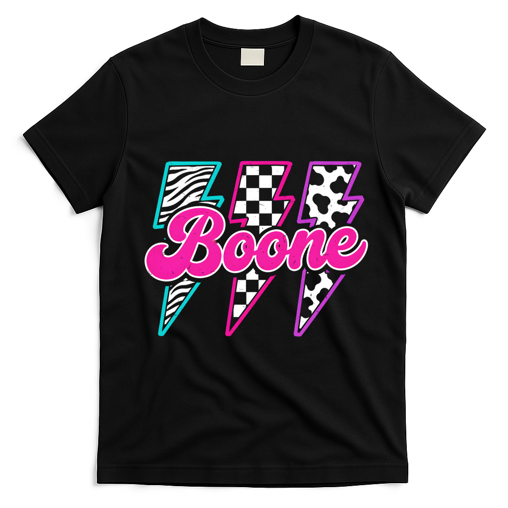 Retro Boone 80s Vibes Summer T-Shirt - Black