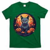 Russian Blue Cat Halloween Pumpkin Love Cats T-Shirt - Green