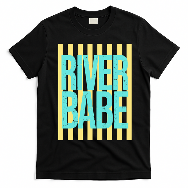 River Babe Retro Stripes Sunshine T-Shirt - Black