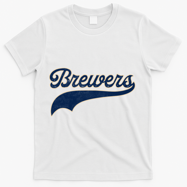 Retro Brewers Sports Fan Varsity Team Name T-Shirt - White