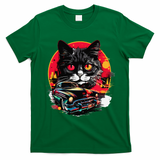 Retro Cat Classic Car Vintage Neon Art T-Shirt - Irish Green
