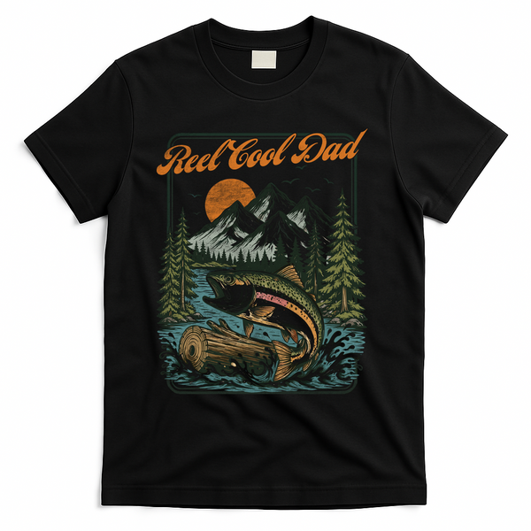 Reel Cool Dad Fishing T-Shirt - Black