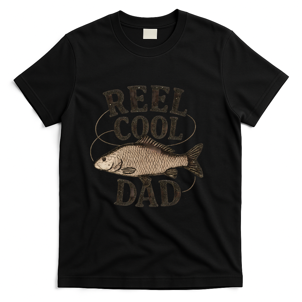 Reel Cool Dad - Perfect Gift for Father's Day T-Shirt - Black
