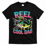 Reel Cool Dad Fishing Fisher Funny Fisherman Fathers Day T-Shirt - Black