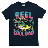 Reel Cool Dad Fishing Fisher Funny Fisherman Fathers Day T-Shirt - Navy