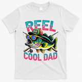 Reel Cool Dad Fishing Fisher Funny Fisherman Fathers Day T-Shirt - White