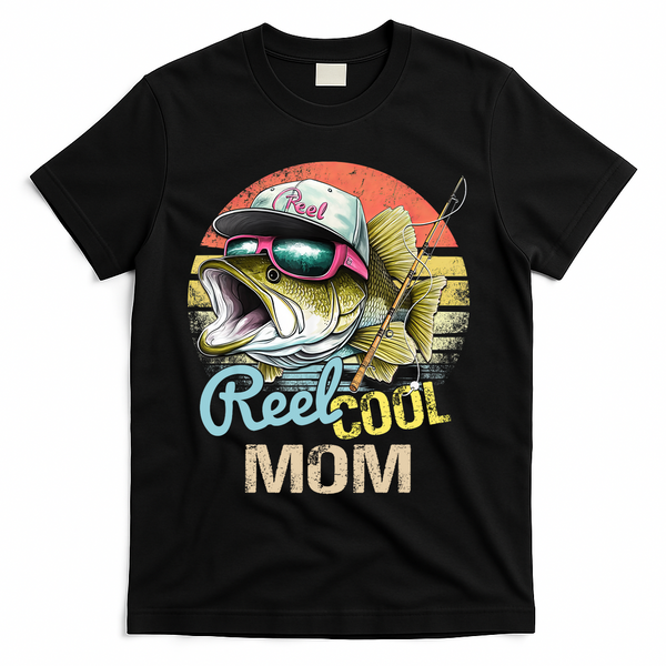 Reel Cool Mom Funny Fishing Quotes For Uncle T-Shirt - Black