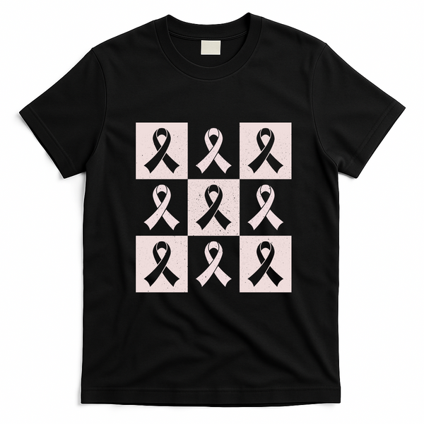 Reast Cancer Support Warrior Gift Pink Ribbon Awareness T-Shirt - Black