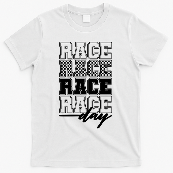 Race Day Checkered Racing Family Matching Fan T-Shirt - White