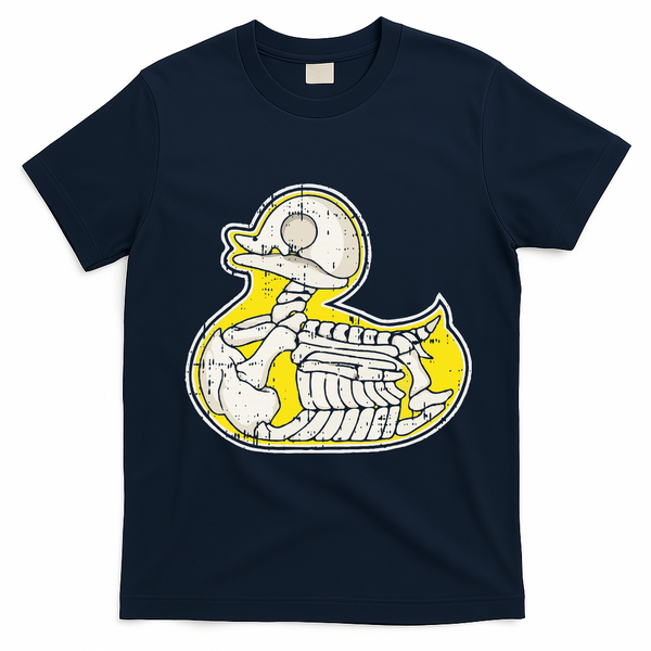 Rubber Duck Skeleton Lazy Halloween Costume Funny Ducky T-Shirt - Navy Blue