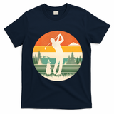 Retro Golf Sunset Golfing Golfer T-Shirt - Navy Blue