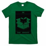 Retro Halloween Black Cat The Hermit Tarot Card Witchcraft T-Shirt - Irish Green
