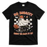 Retro Halloween Ghost No Diggity Bout To Bag It Up T-Shirt - Black