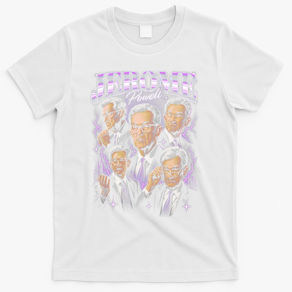 Retro Jerome Powell 90s Fan The Fed Merch T-Shirt - White