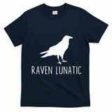 Raven Lunatic Funny Goth Bird Lover Halloween Party Gift T-Shirt - Navy Blue