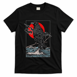 Red Moon Raven Graphic Black Crow T-Shirt - Black
