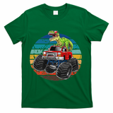 Retro Monster Truck Dinosaur Vintage Sunset Gift For T-Shirt - Green