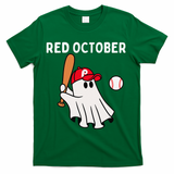 Red October Halloween Philadelphia Baseball Ghost T-Shirt - Green