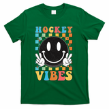 Retro Smiley Emoji Hockey Vibes T-Shirt - Green