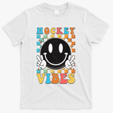 Retro Smiley Emoji Hockey Vibes T-Shirt - White