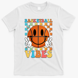 Retro Smiley Emoji Basketball Vibes T-Shirt - White
