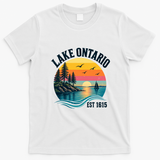 Retro Sunset Great Lakes Lake Ontario EST 1615 T-Shirt - White