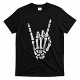 Rock Skeleton Hand Rock N Roll Metal Distressed Halloween T-Shirt - Black