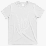 Rock Skeleton Hand Rock N Roll Metal Distressed Halloween T-Shirt - White
